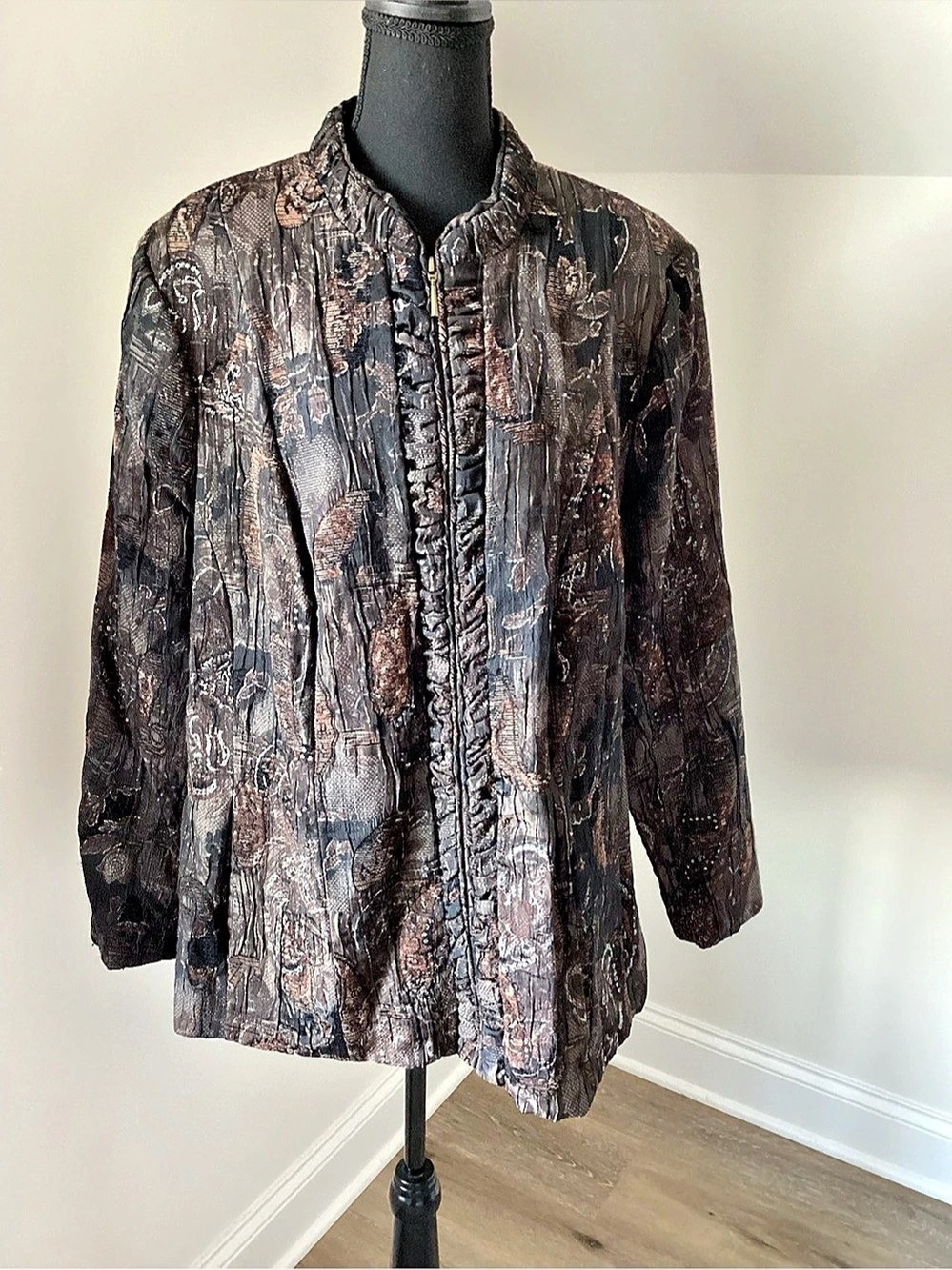 Tanjay Size 22W Metallic Textured Jacket Art to Wear Maximalist Boho